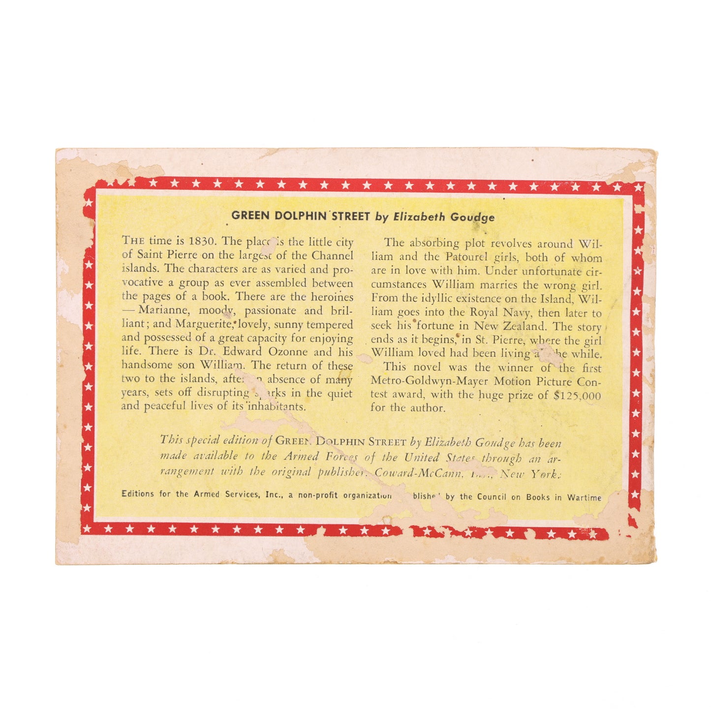 Armed Services Edition of Green Dolphin Street a Historical Novel by Elizabeth Goudge