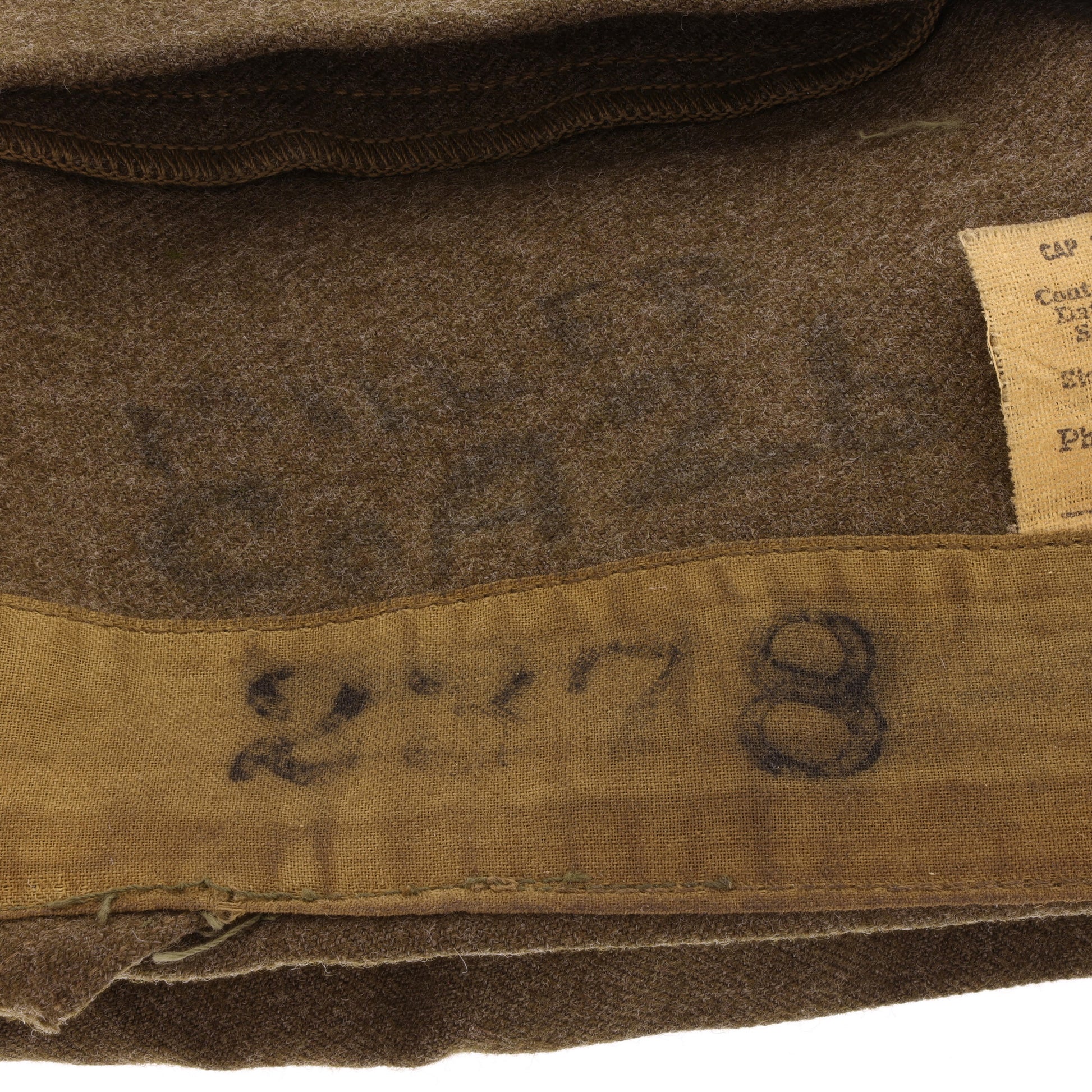 WWII U.S. Army Wool Garrison Cap by Charm, Inc. Marked with Laundry Number (Size 7 1/8)