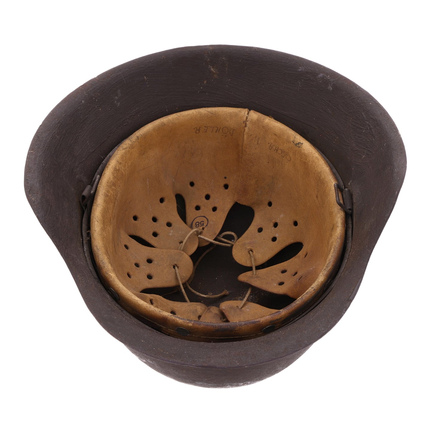 WWII German M42 No Decal Waffen-SS Helmet Identified to Uscha. Raimonds Galdins & Oscha. W. Döhler (Size 66)