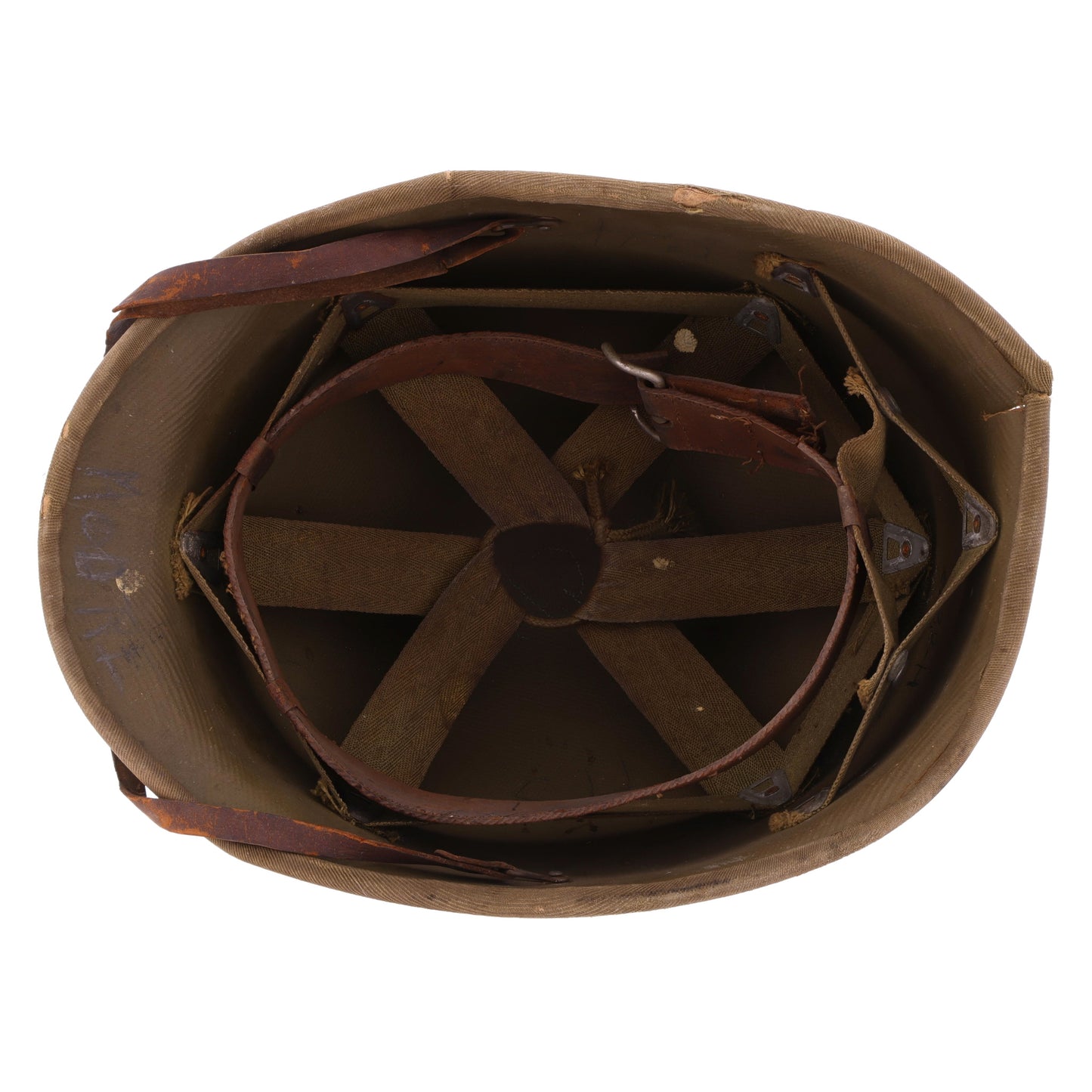 WWII USMC Hawley M-1 Helmet Liner with Improvised Headband Used by 2 Servicemen (1942)