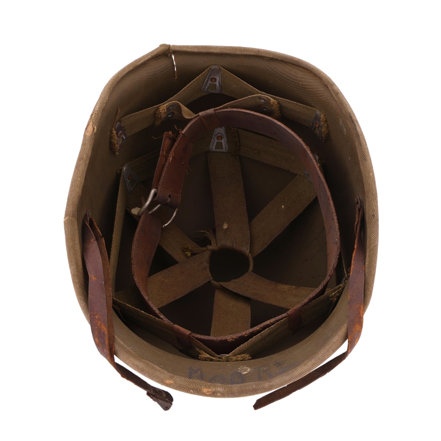 WWII USMC Hawley M-1 Helmet Liner with Improvised Headband Used by 2 Servicemen (1942)