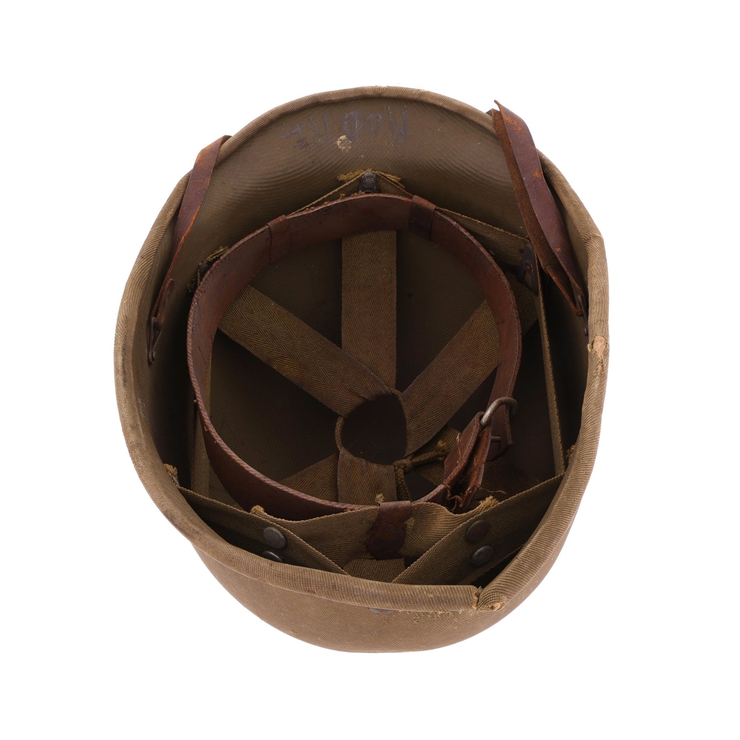 WWII USMC Hawley M-1 Helmet Liner with Improvised Headband Used by 2 Servicemen (1942)