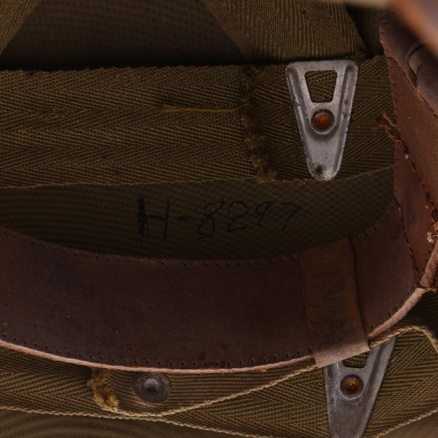 WWII USMC Hawley M-1 Helmet Liner with Improvised Headband Used by 2 Servicemen (1942)