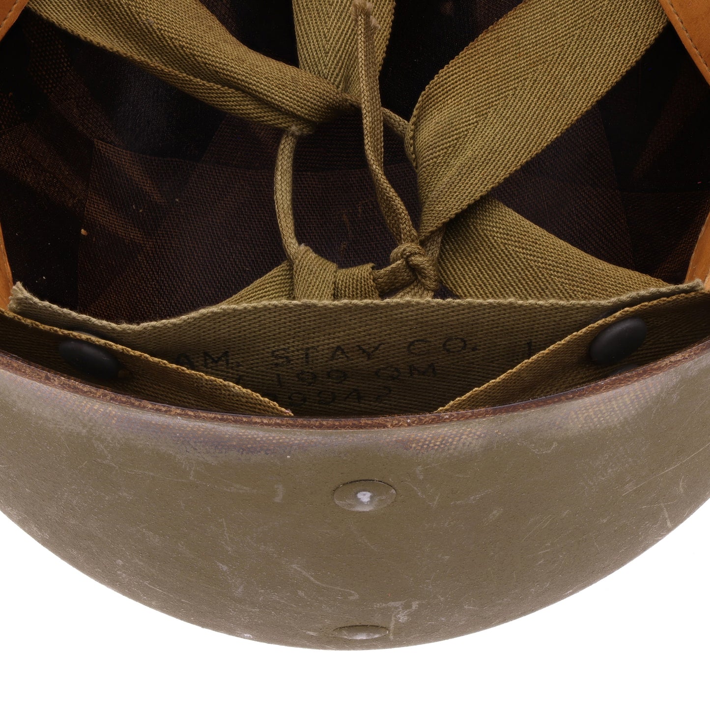 WWII U.S. Westinghouse M-1 Helmet Liner with Headband & Neckband (1943-44)