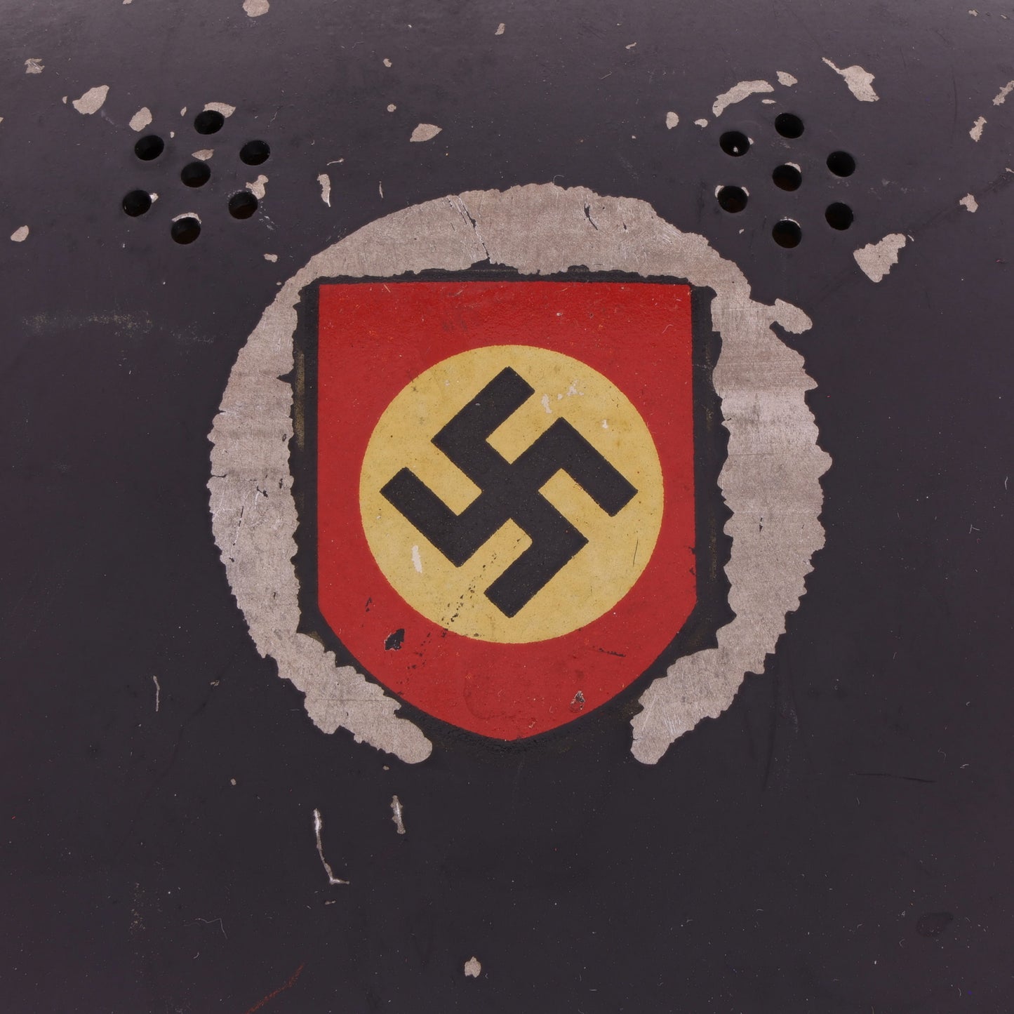 WWII German M34 Double Decal Feuerschutzpolizei Helmet