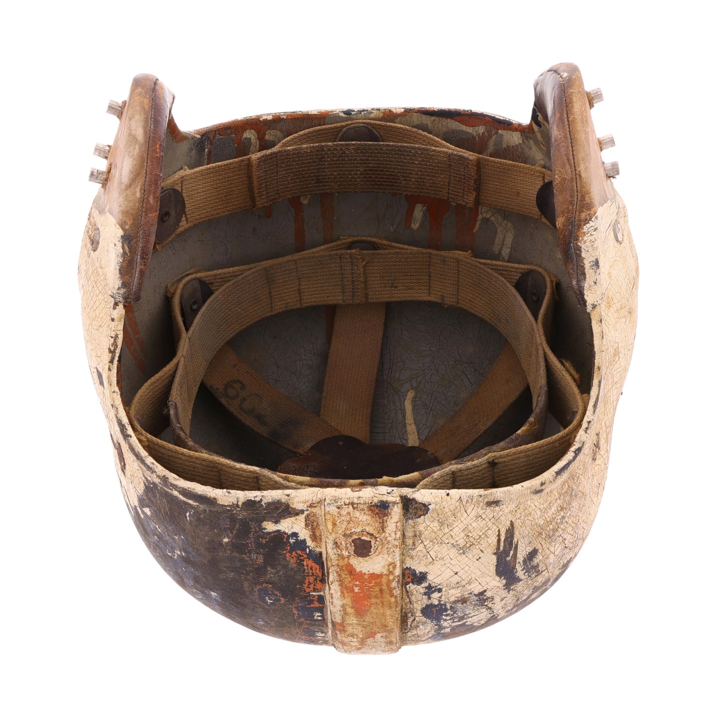 WWII U.S. Army Riddell Paratrooper Training Helmet Marked with Laundry Number (1941-42)