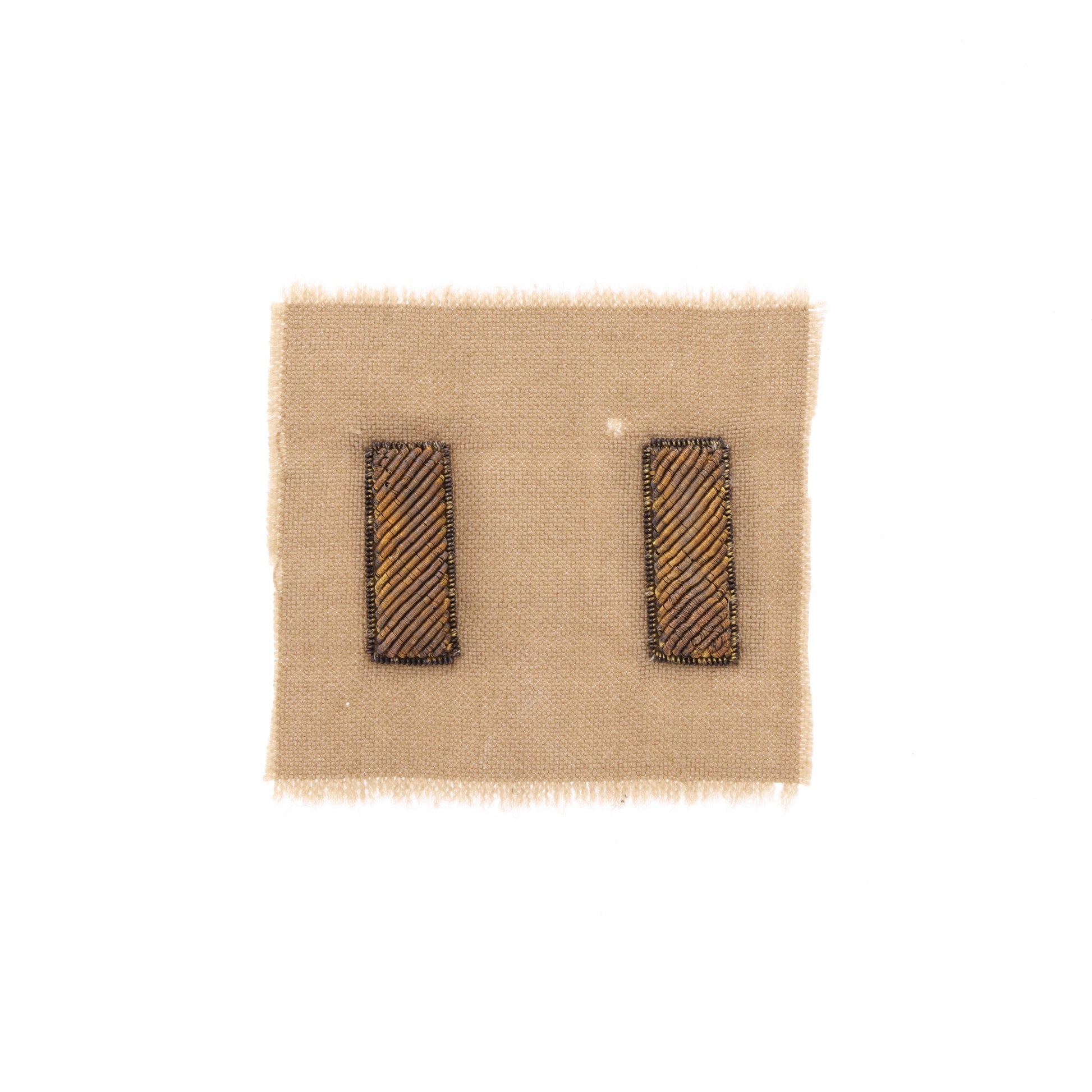Lot of 2 WWII U.S. Second Lt.'s Bullion Wire Rank Insignias (Khaki Backing)