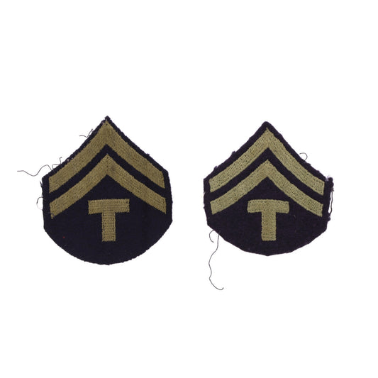 Lot of 2 WWII U.S. Army T/5 Rank Insignia Patches