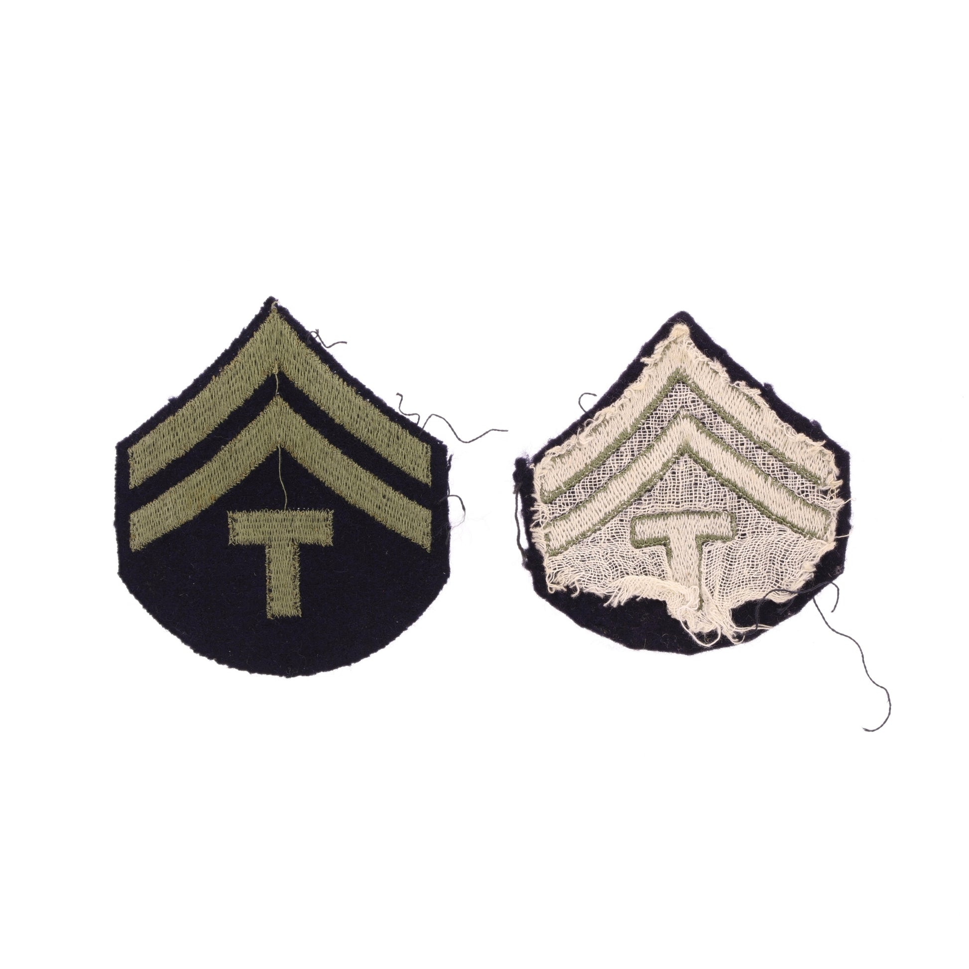 Lot of 2 WWII U.S. Army T/5 Rank Insignia Patches