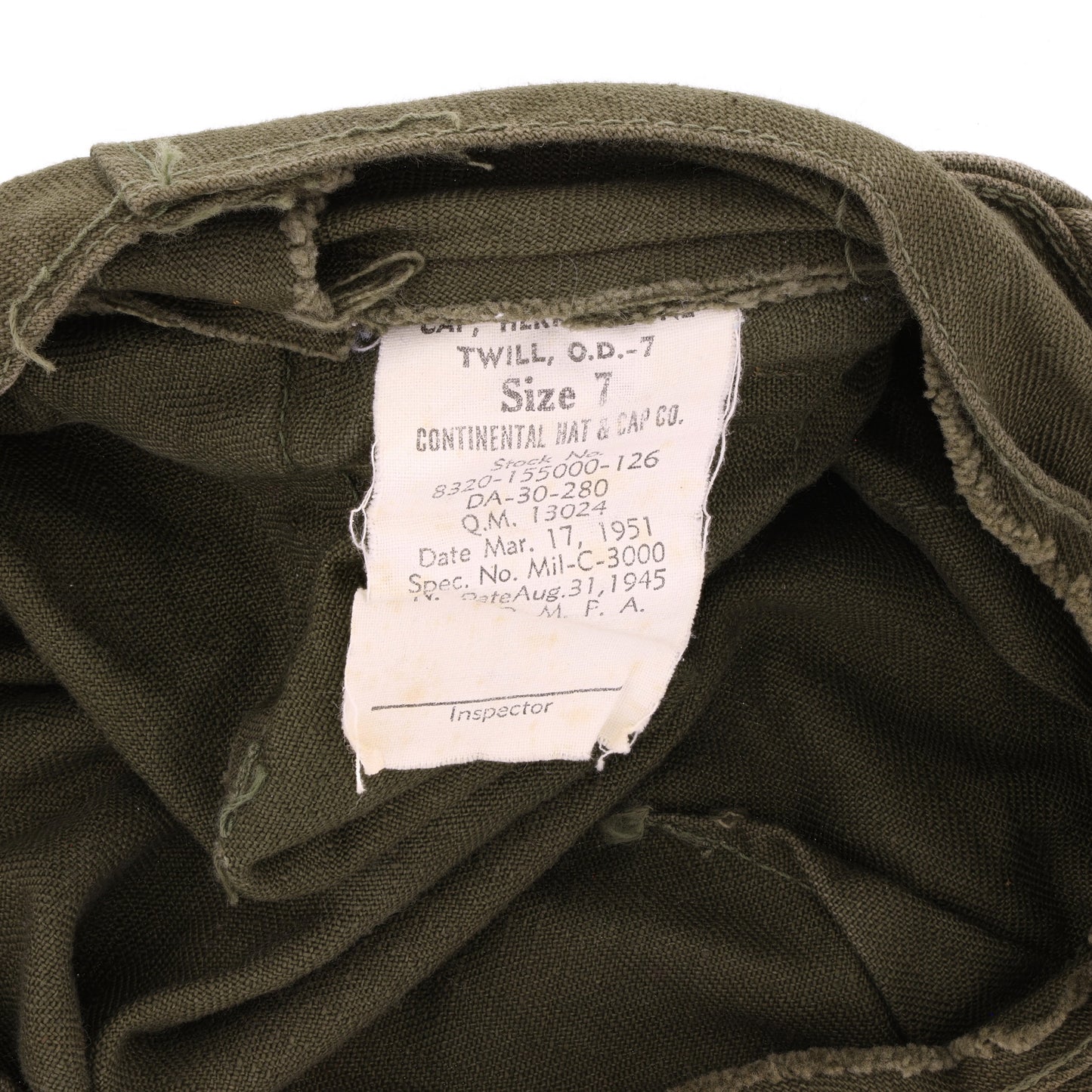 Korean War U.S. Army "Chesty" Cotton Field Cap by Continental Hat & Cap Co. Size 7 (1951)