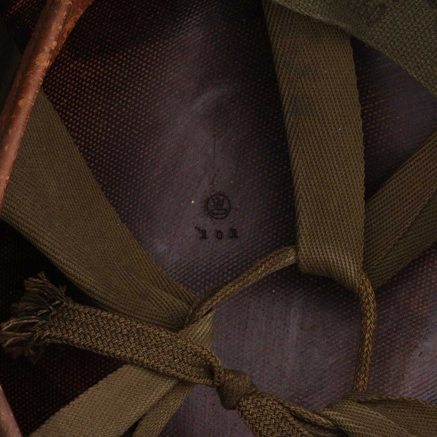 Korean War U.S. Westinghouse/Micarta M-1 Helmet Liner with Vietnam War Headband & Neckband (1952-61)