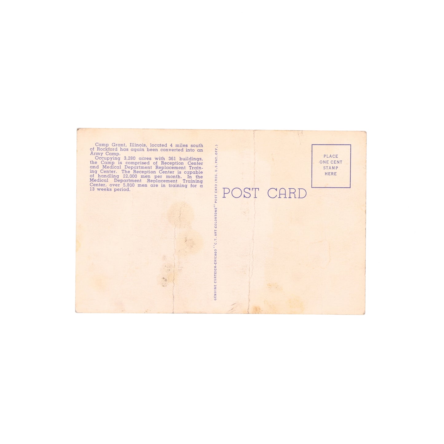 Lot of 7 WWII U.S. Camp Grant Post Cards