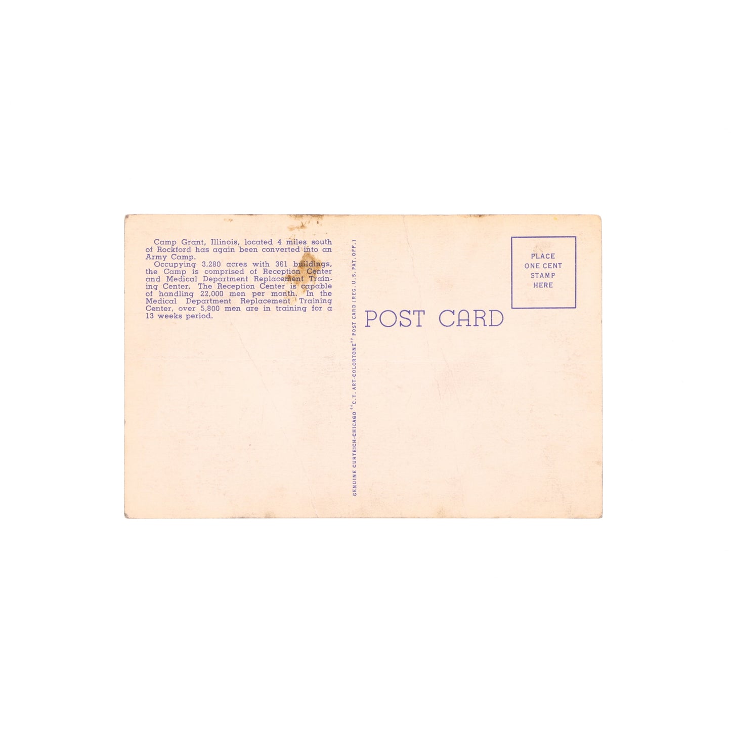 Lot of 7 WWII U.S. Camp Grant Post Cards