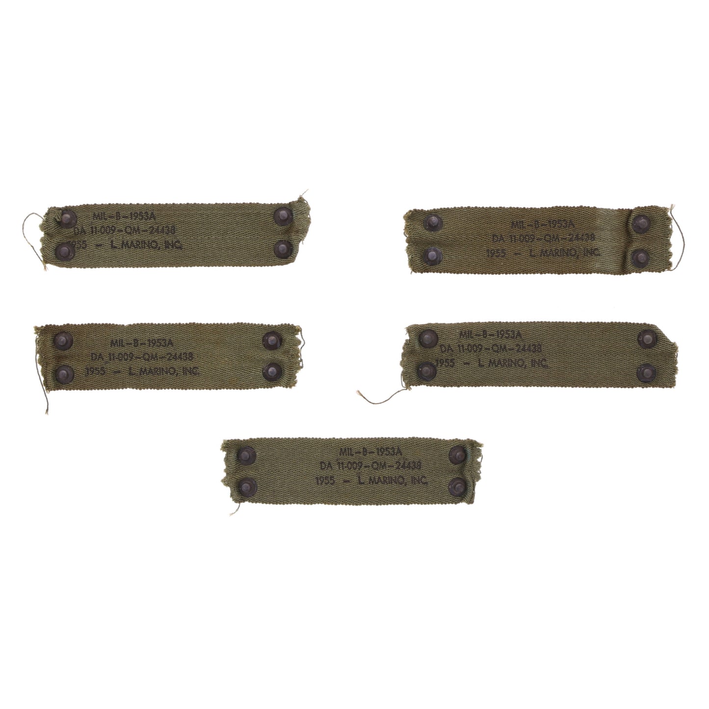 Lot of 5 Post-Korean War U.S. M-1 Helmet Liner Neckbands by L. Marino, Inc. (1955)