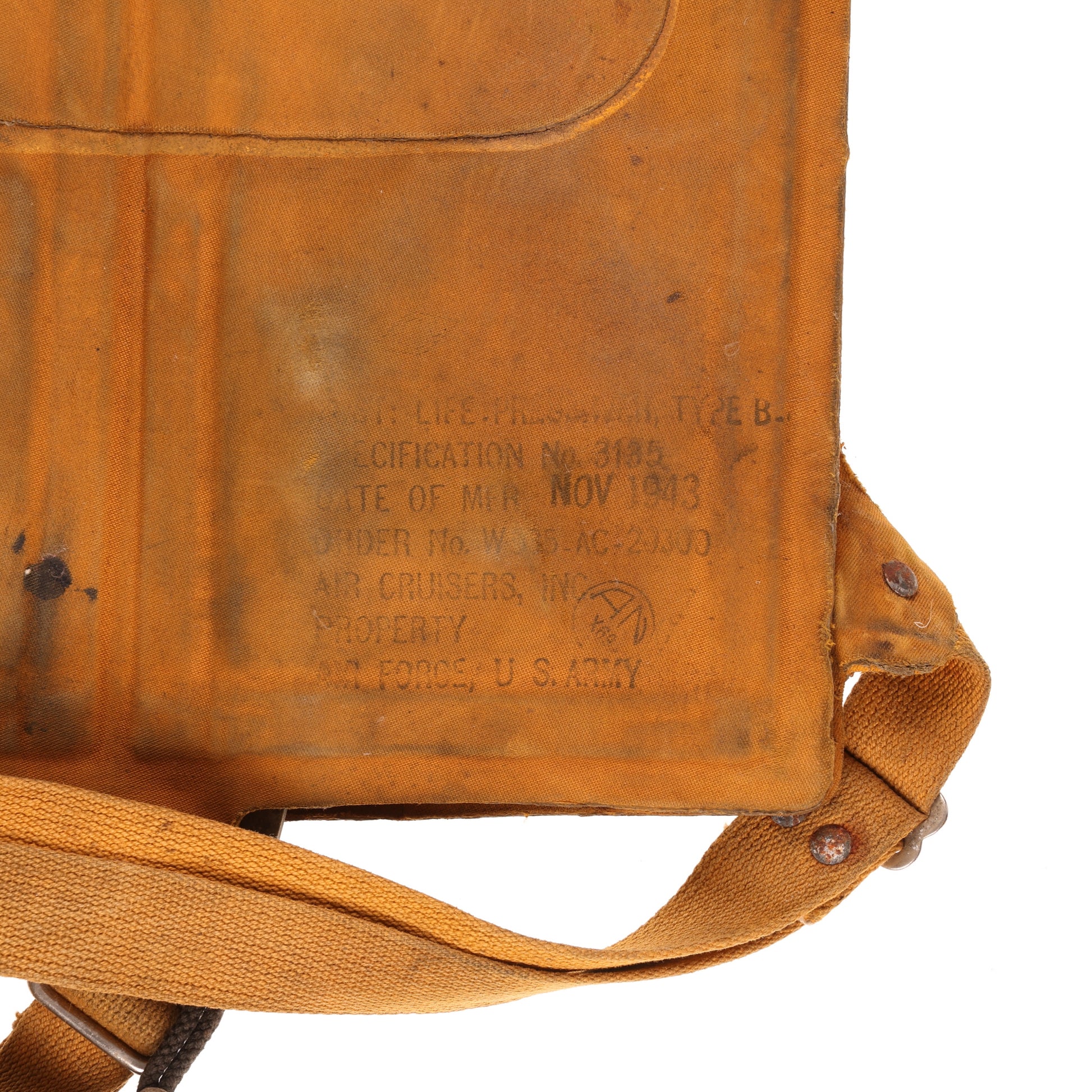 WWII USAAF Type B-4 Mae West Life Preserver by Air Cruisers, Inc. Named to "Lt. McLean" Used by D-Day Forces (1943)