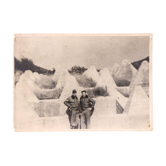 WWII U.S. Photograph of Two Airmen Standing in Front of the Siegfried Line