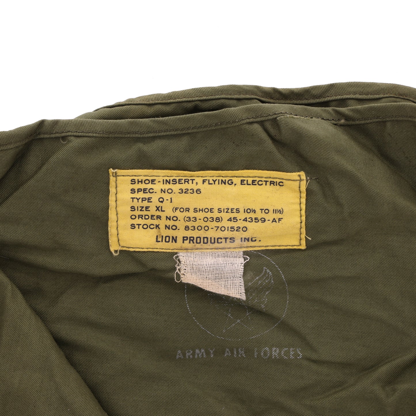 WWII USAAF Type Q-1 Electric Inserts for Flying Boots by Lion Products Inc. (Size XL)