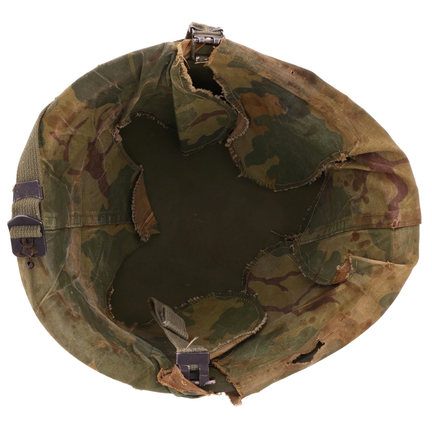 Original Vietnam War U.S. Ingersoll Swivel Loop M-1 Helmet & Liner Set with Camouflage Cover (1964-68) For Sale