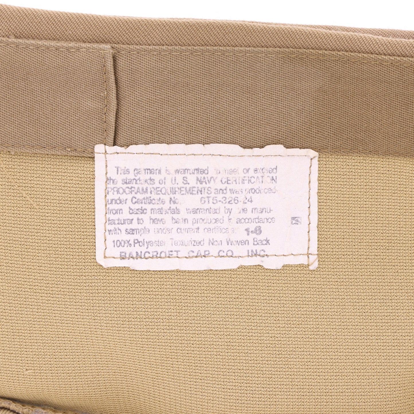 Vietnam War USN Officer's Khaki Garrison Cap by Bancroft Cap Co.