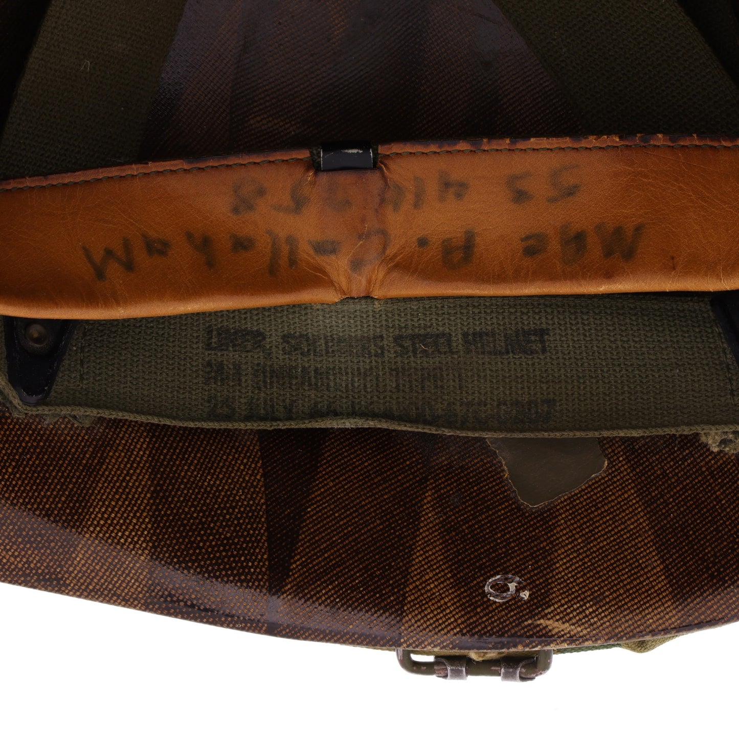 Vietnam War U.S. Ingersoll Swivel Loop M-1 Helmet & Liner Set with Camouflage Cover & Foliage Band (1963-68)