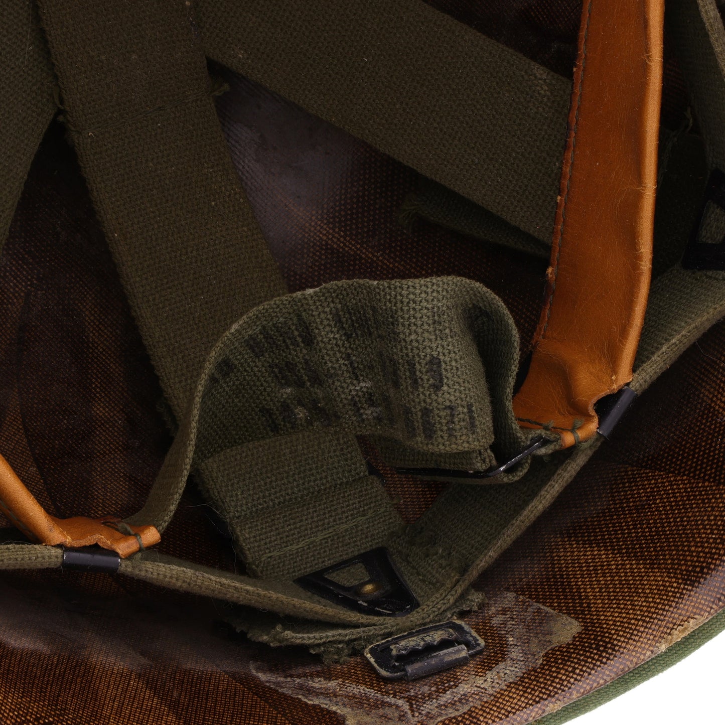 Vietnam War U.S. Ingersoll Swivel Loop M-1 Helmet & Liner Set with Camouflage Cover & Foliage Band (1963-68)