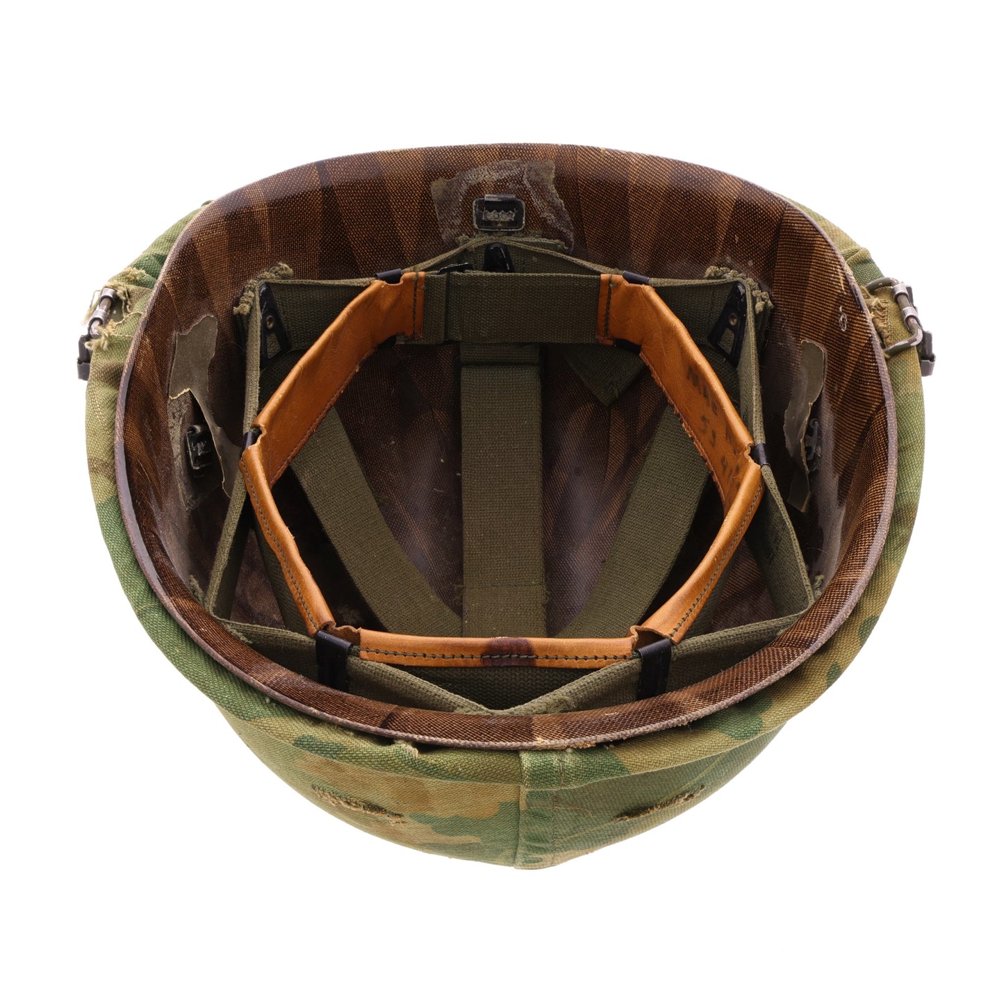 Vietnam War U.S. Ingersoll Swivel Loop M-1 Helmet & Liner Set with Camouflage Cover & Foliage Band (1963-68)