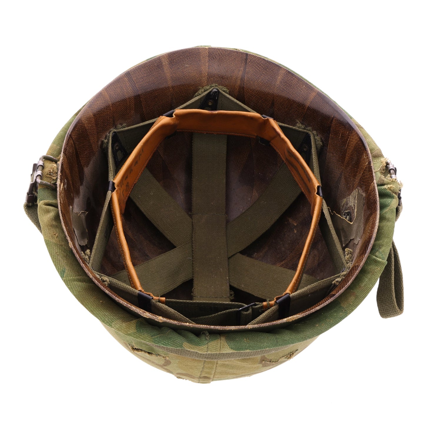 Vietnam War U.S. Ingersoll Swivel Loop M-1 Helmet & Liner Set with Camouflage Cover & Foliage Band (1963-68)