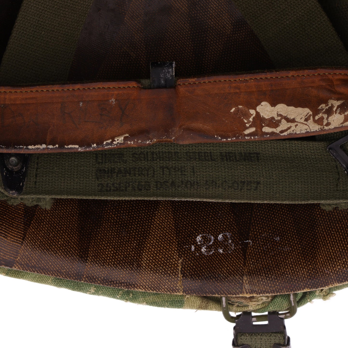 Vietnam War U.S. Ingersoll Swivel Loop M-1 Helmet & Liner Set with Camouflage Cover & Foliage Band (1964-68)