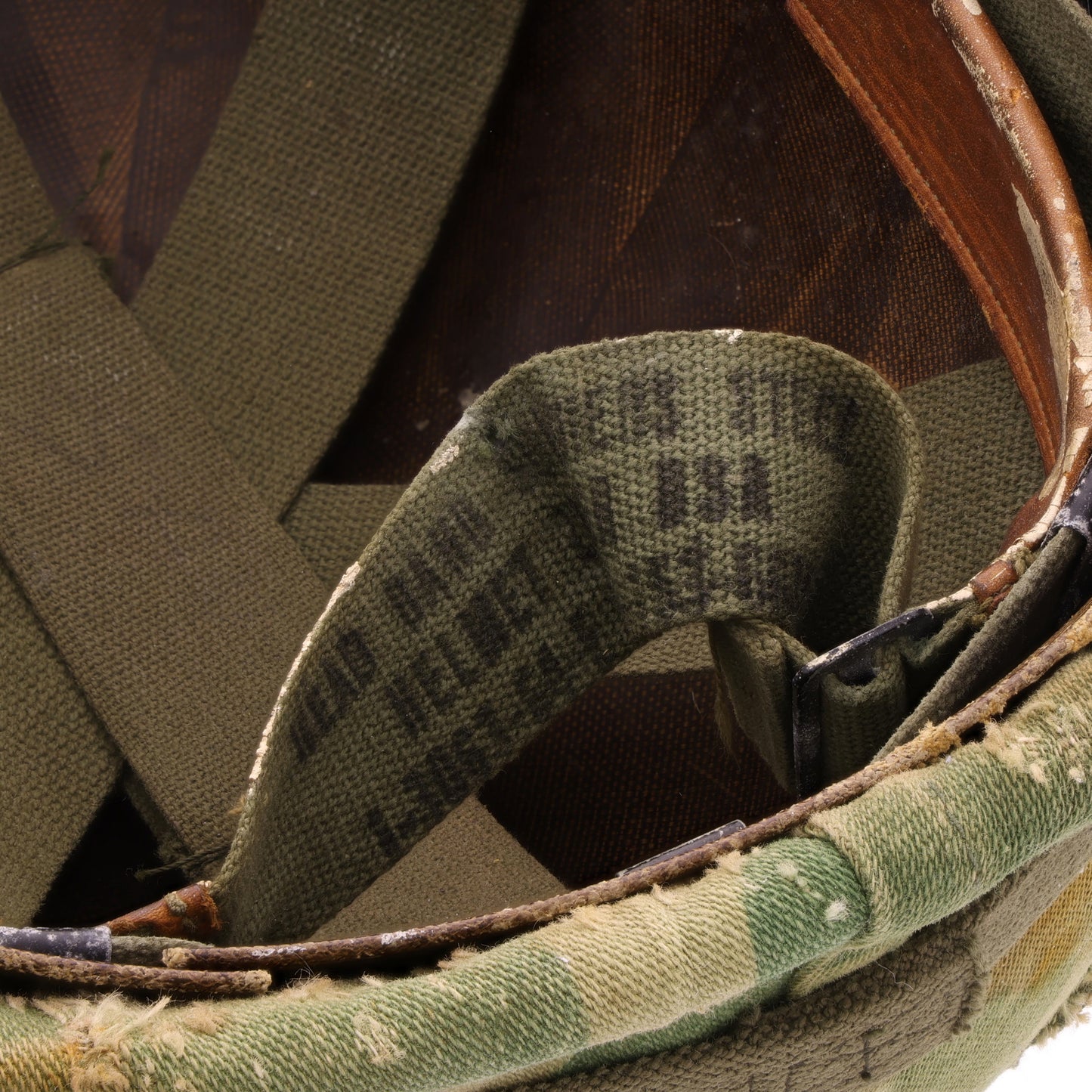 Vietnam War U.S. Ingersoll Swivel Loop M-1 Helmet & Liner Set with Camouflage Cover & Foliage Band (1964-68)