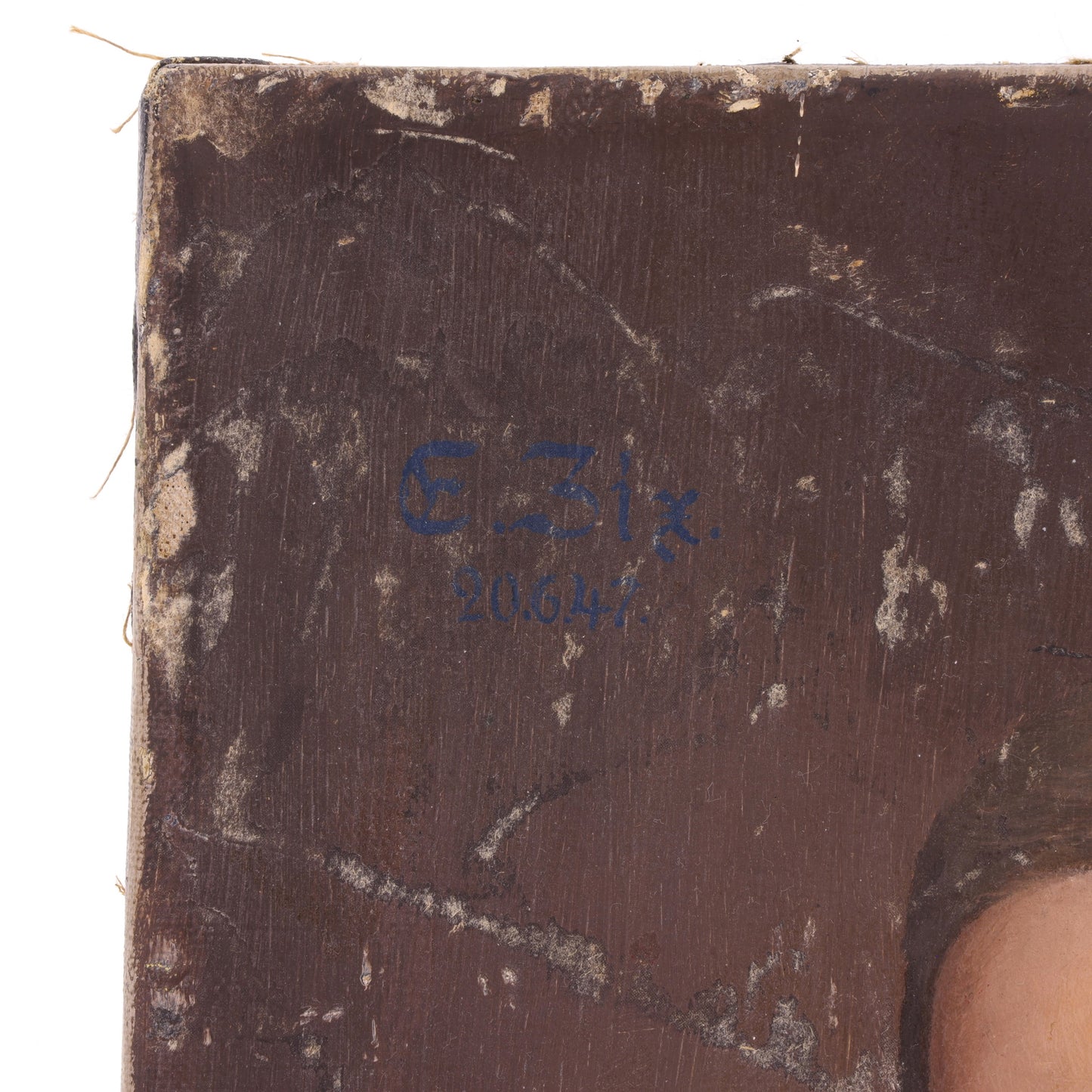 Close-up of a textured surface with "E. Bix." signature and date "20.6.47."