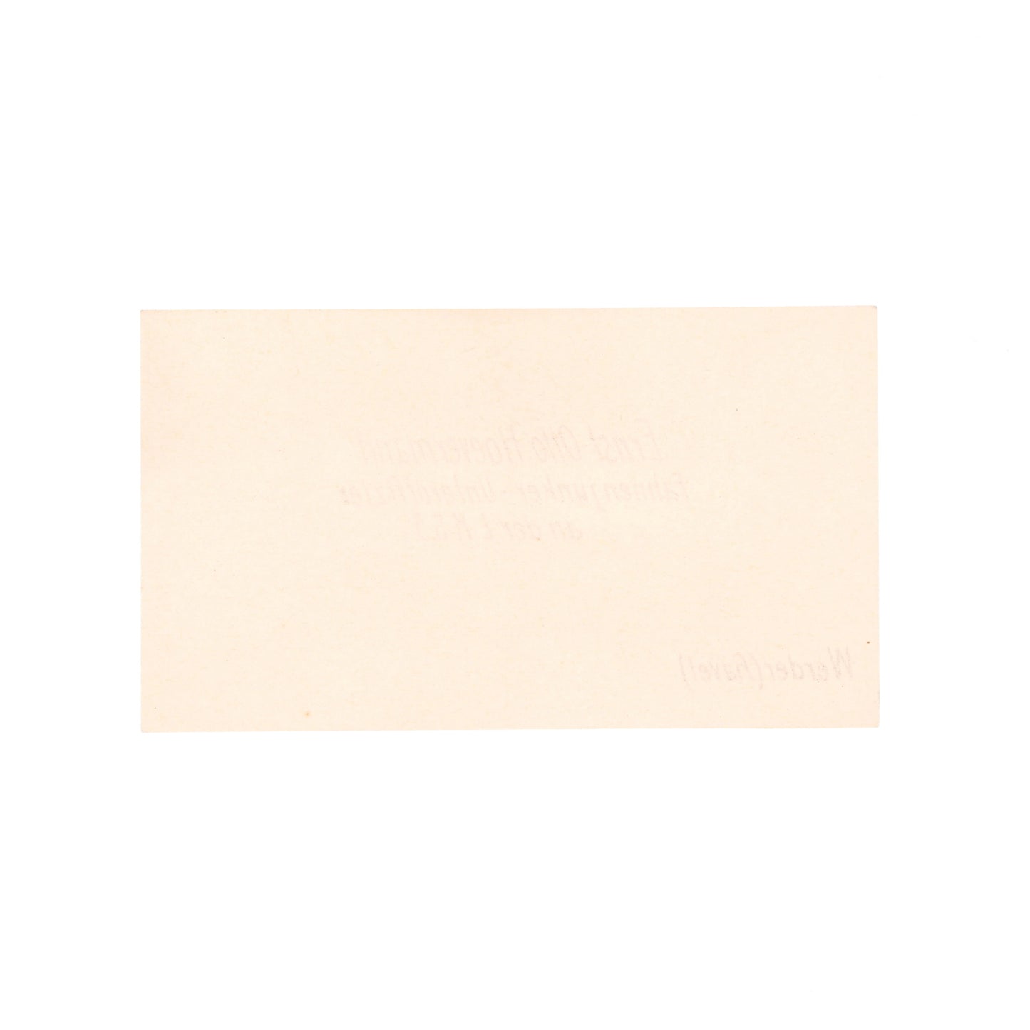 WWII German calling card reverse on a white background