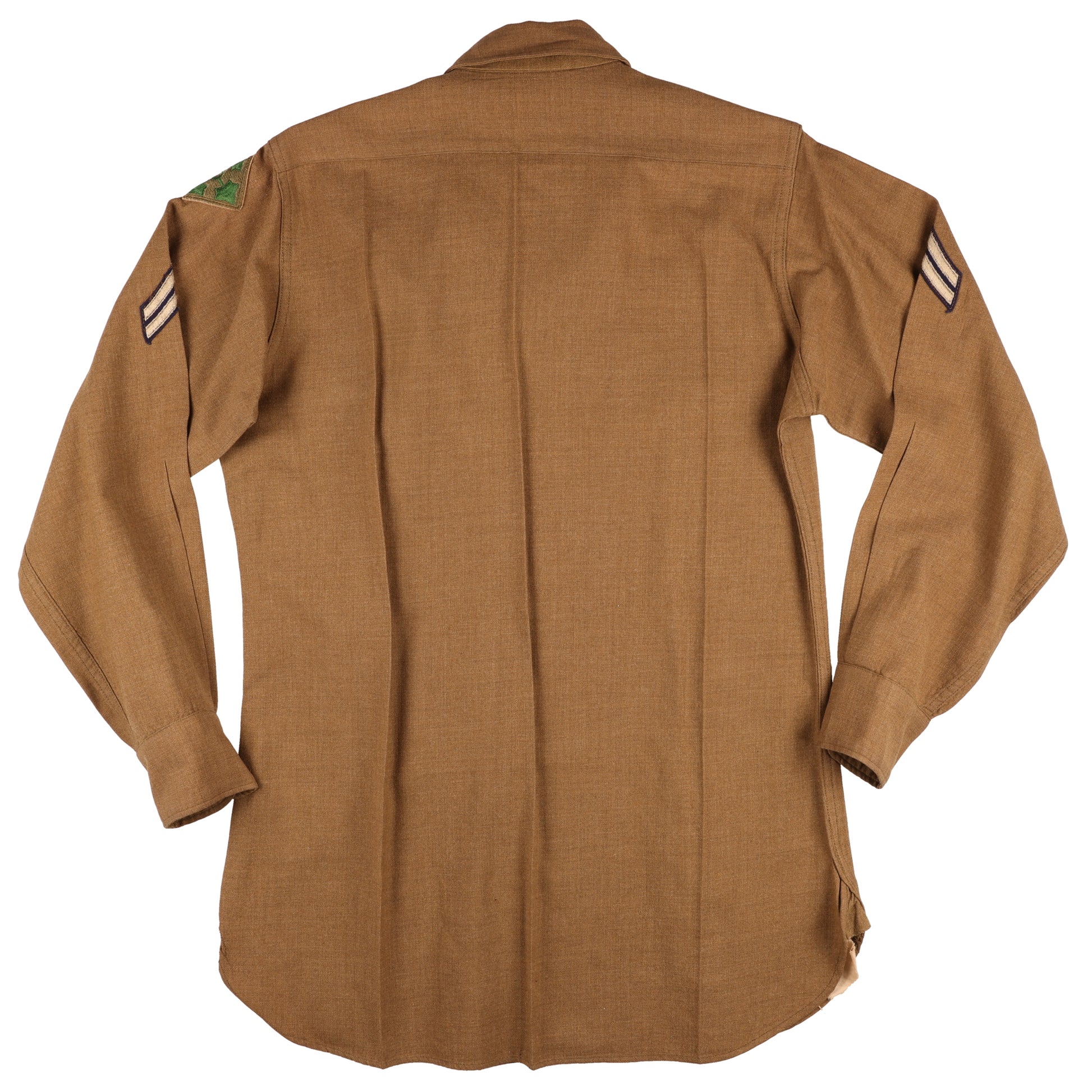 WWII U.S. Army 4th Infantry Division Corporal's M37 Wool Service Shirt with Gas Flap Marked with Laundry Numbers