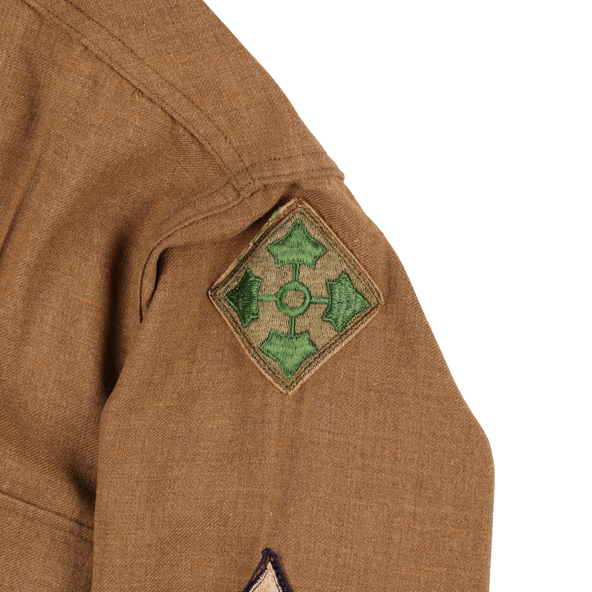 WWII U.S. Army 4th Infantry Division Corporal's M37 Wool Service Shirt with Gas Flap Marked with Laundry Numbers