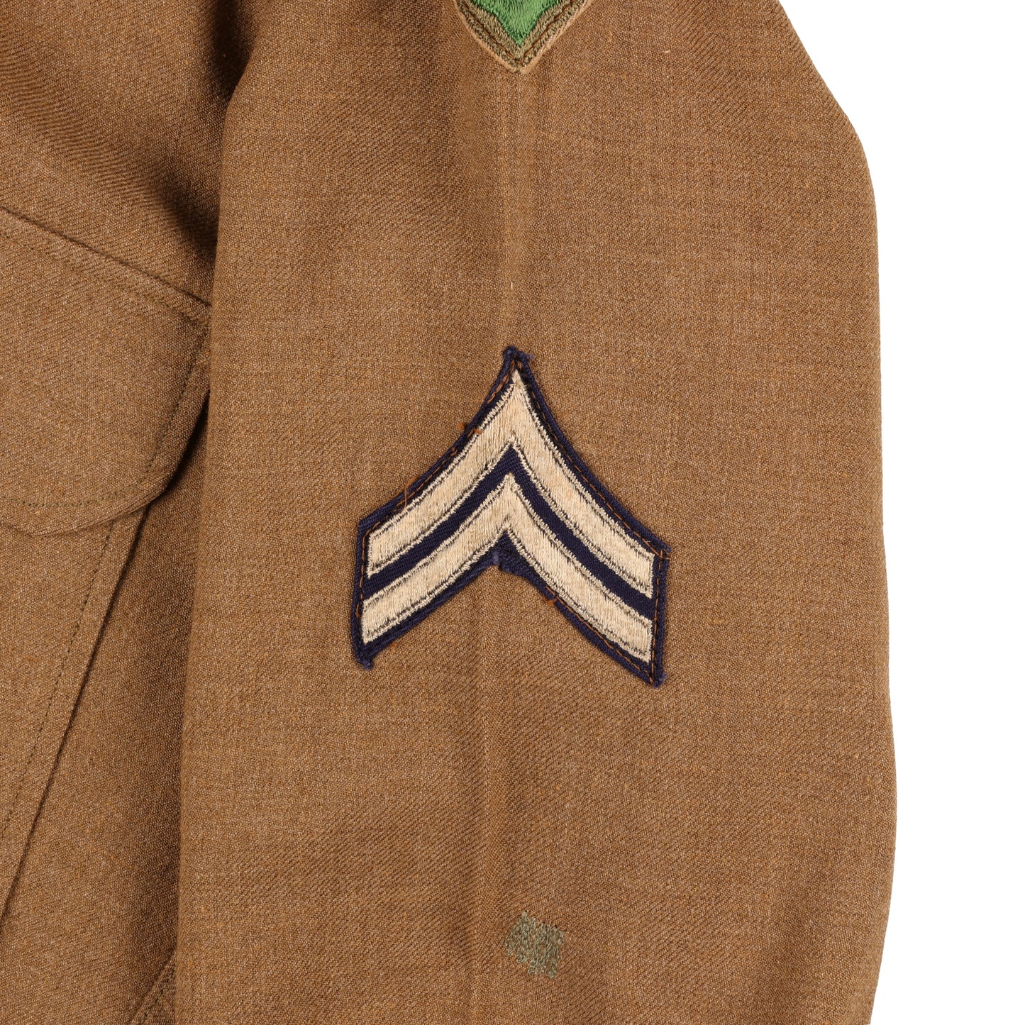 WWII U.S. Army 4th Infantry Division Corporal's M37 Wool Service Shirt with Gas Flap Marked with Laundry Numbers