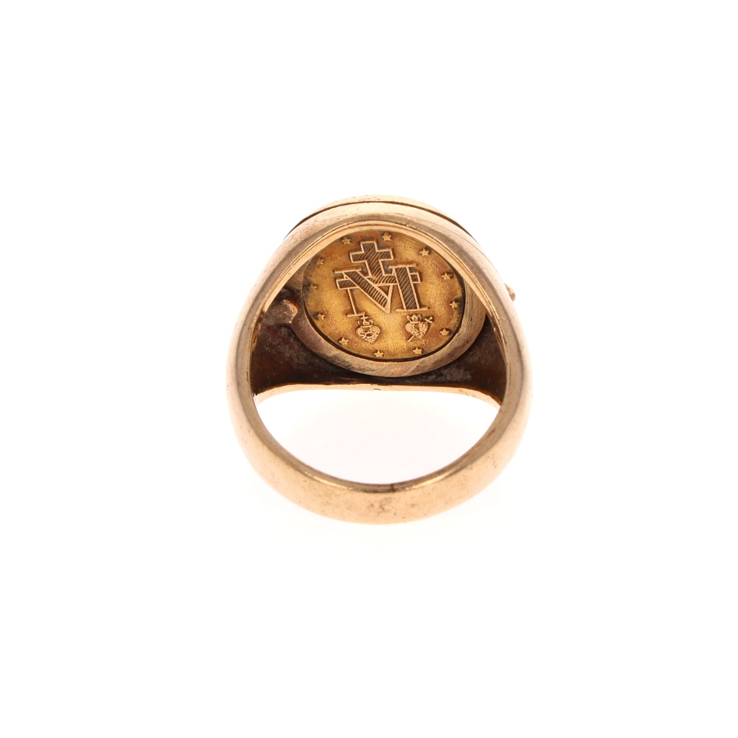 WWII U.S. Army Air Corps 10K Gold Signet Ring by Baden & Foss with Catholic Detail (Size 5.25)