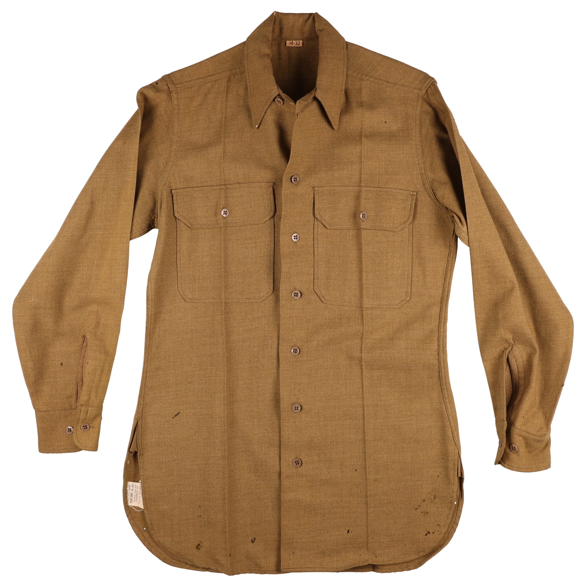 WWII U.S. Army Enlisted Man's M37 Wool Service Shirt by Dixie Mfg. Co., Inc. Size 14 x 32 (1944)