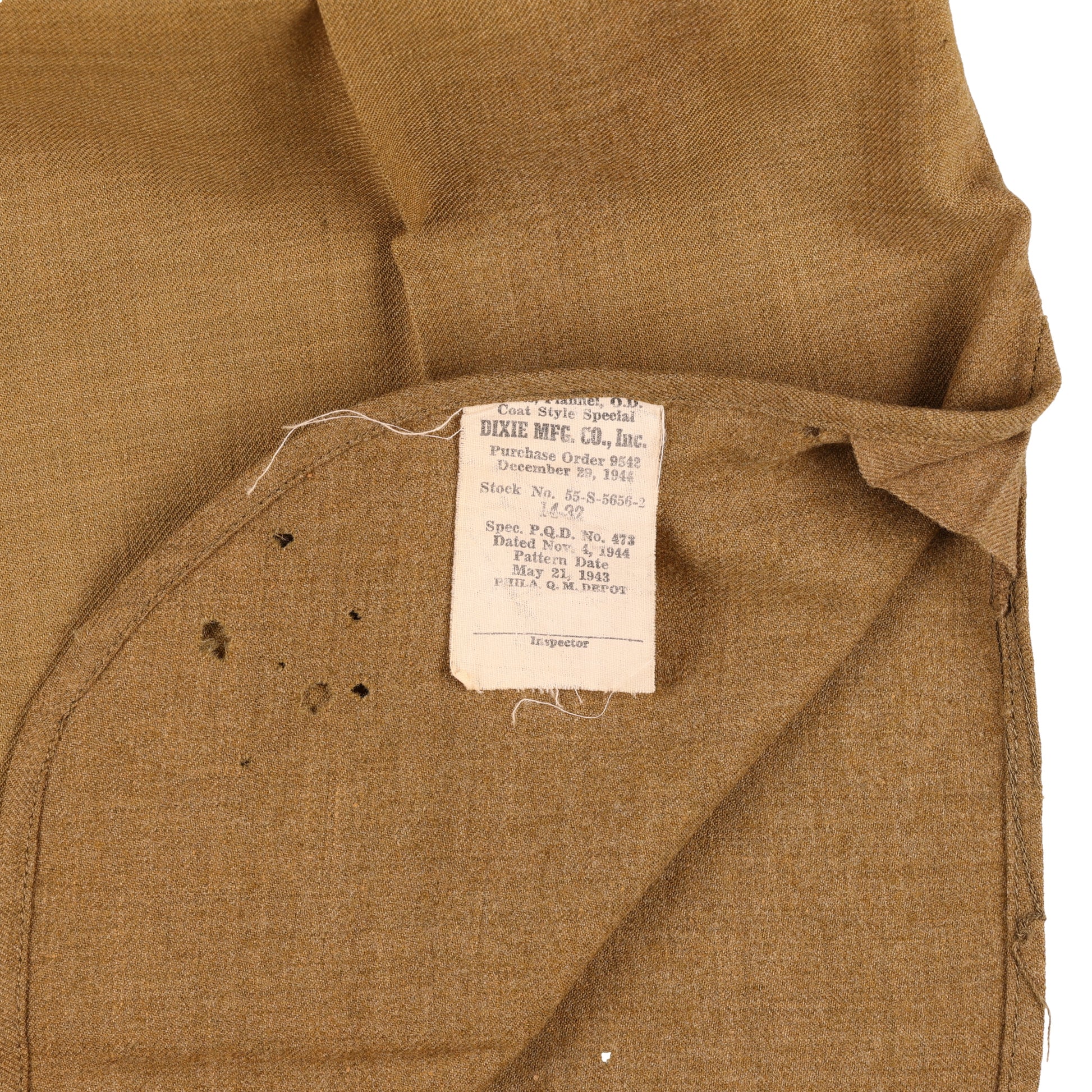 WWII U.S. Army Enlisted Man's M37 Wool Service Shirt by Dixie Mfg. Co., Inc. Size 14 x 32 (1944)