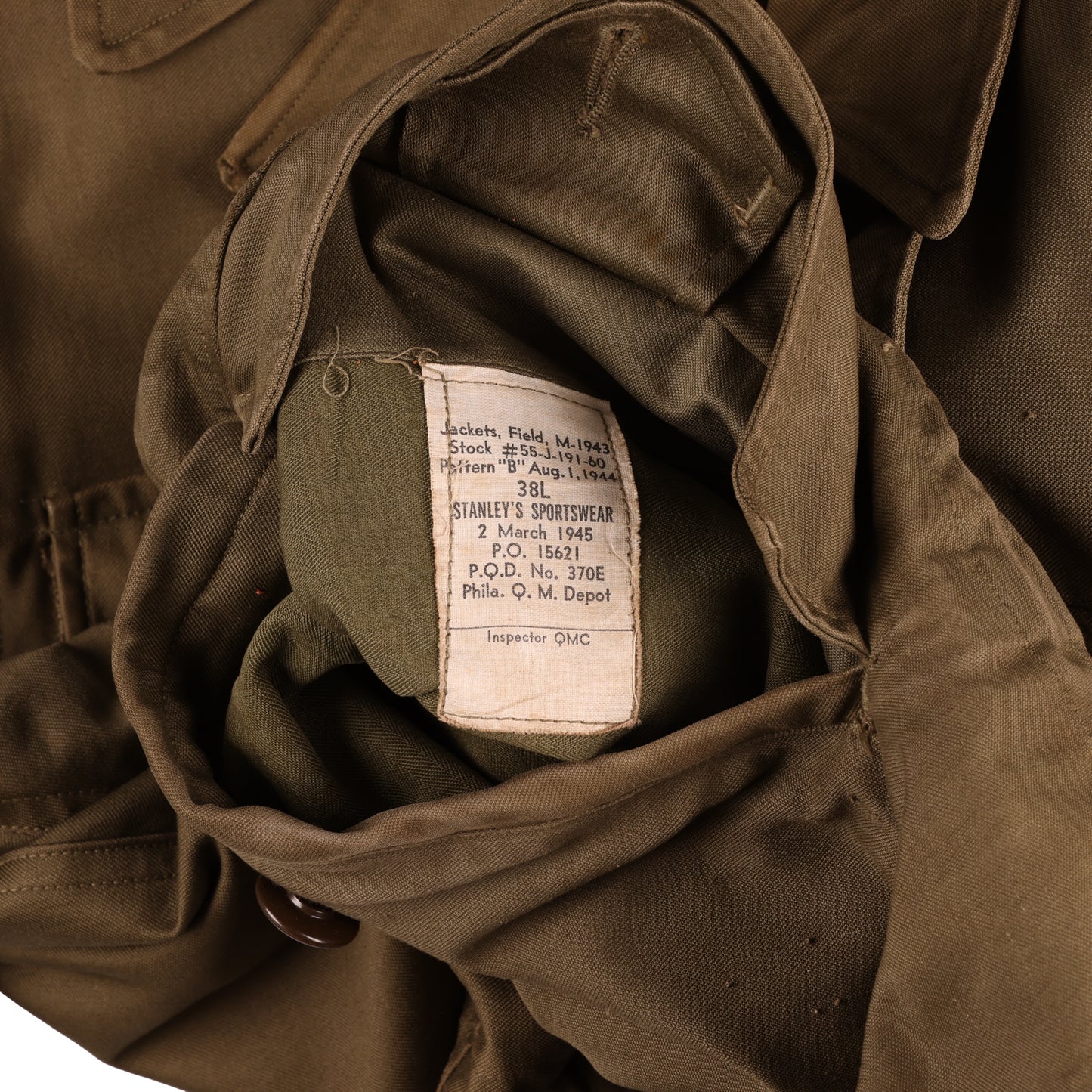 WWII U.S. Army M1943 Field Jacket by Stanley's Sportswear Size 38L (1945)