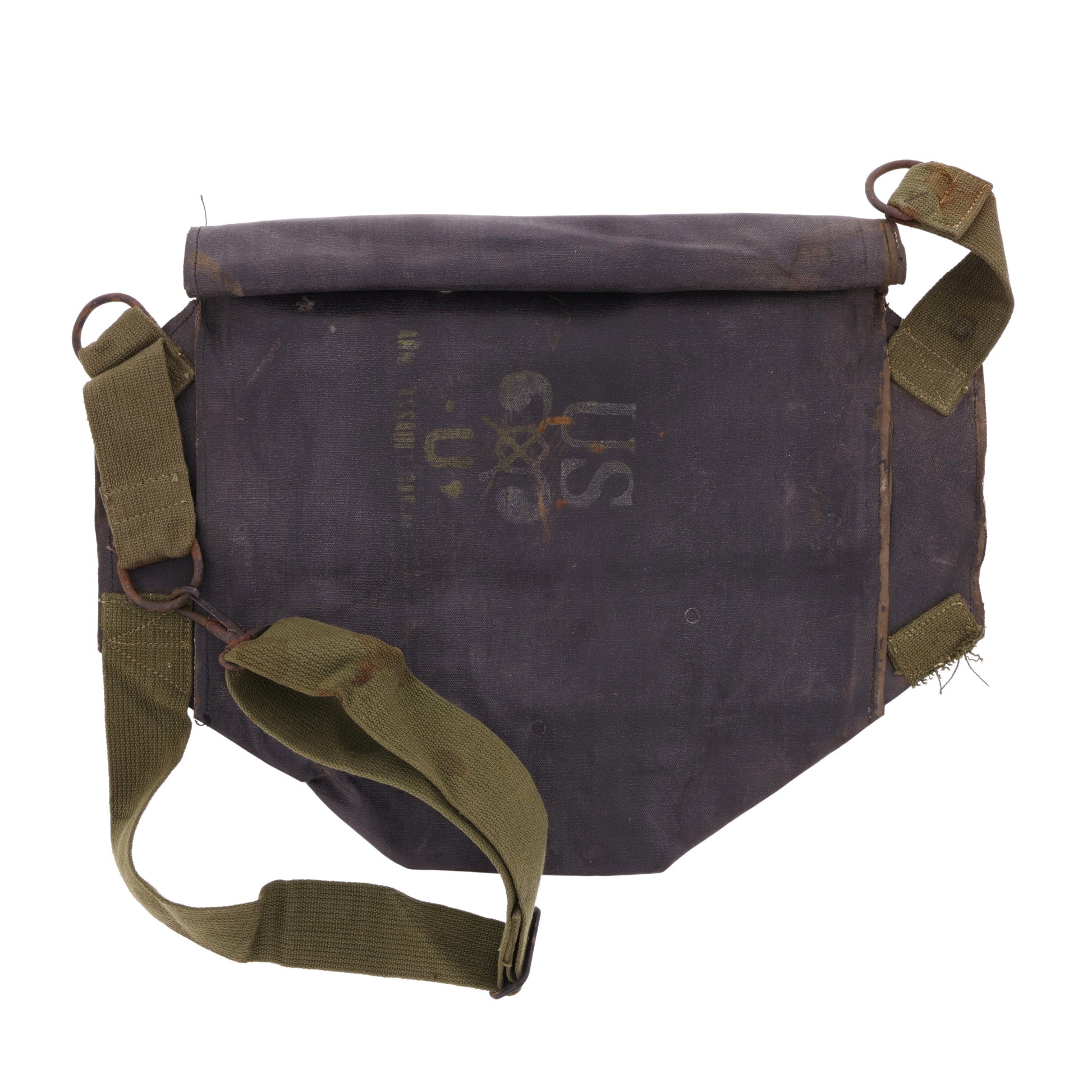 WWII U.S. Army M7 Rubberized Gas Mask Bag Used by D-Day Forces