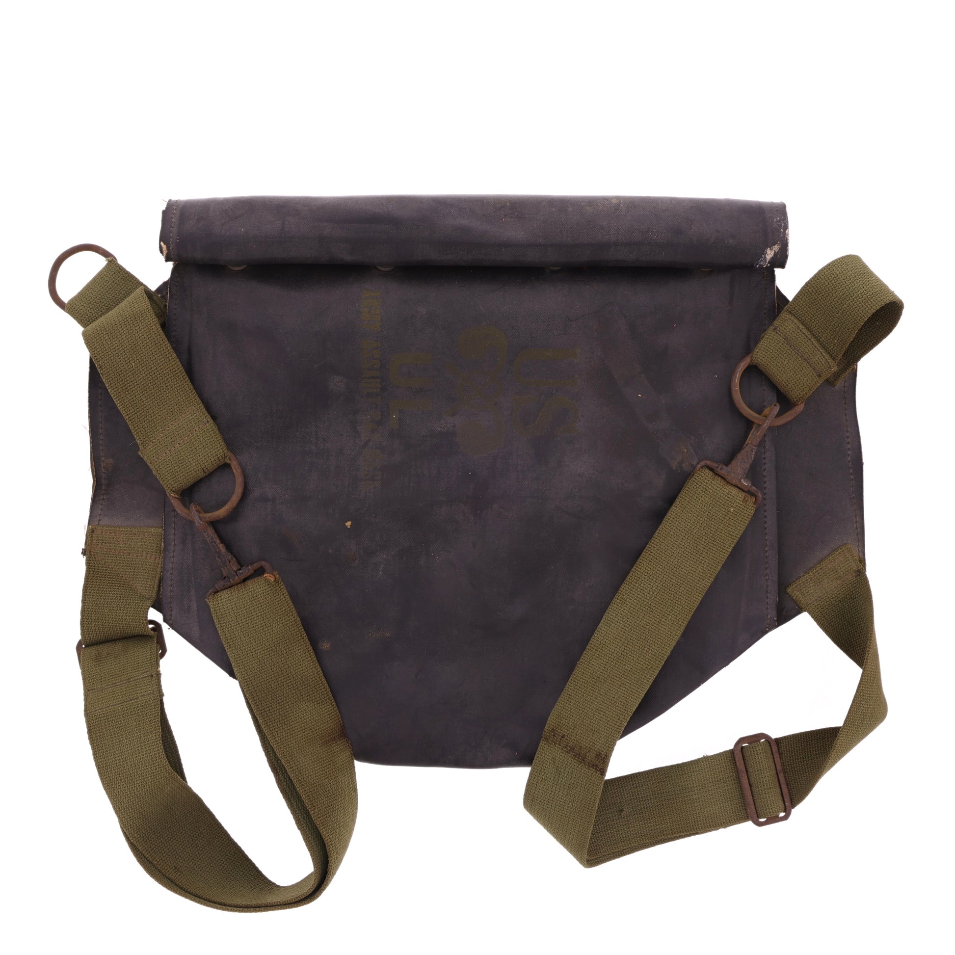 WWII U.S. Army M7 Rubberized Gas Mask Bag Used by D-Day Forces