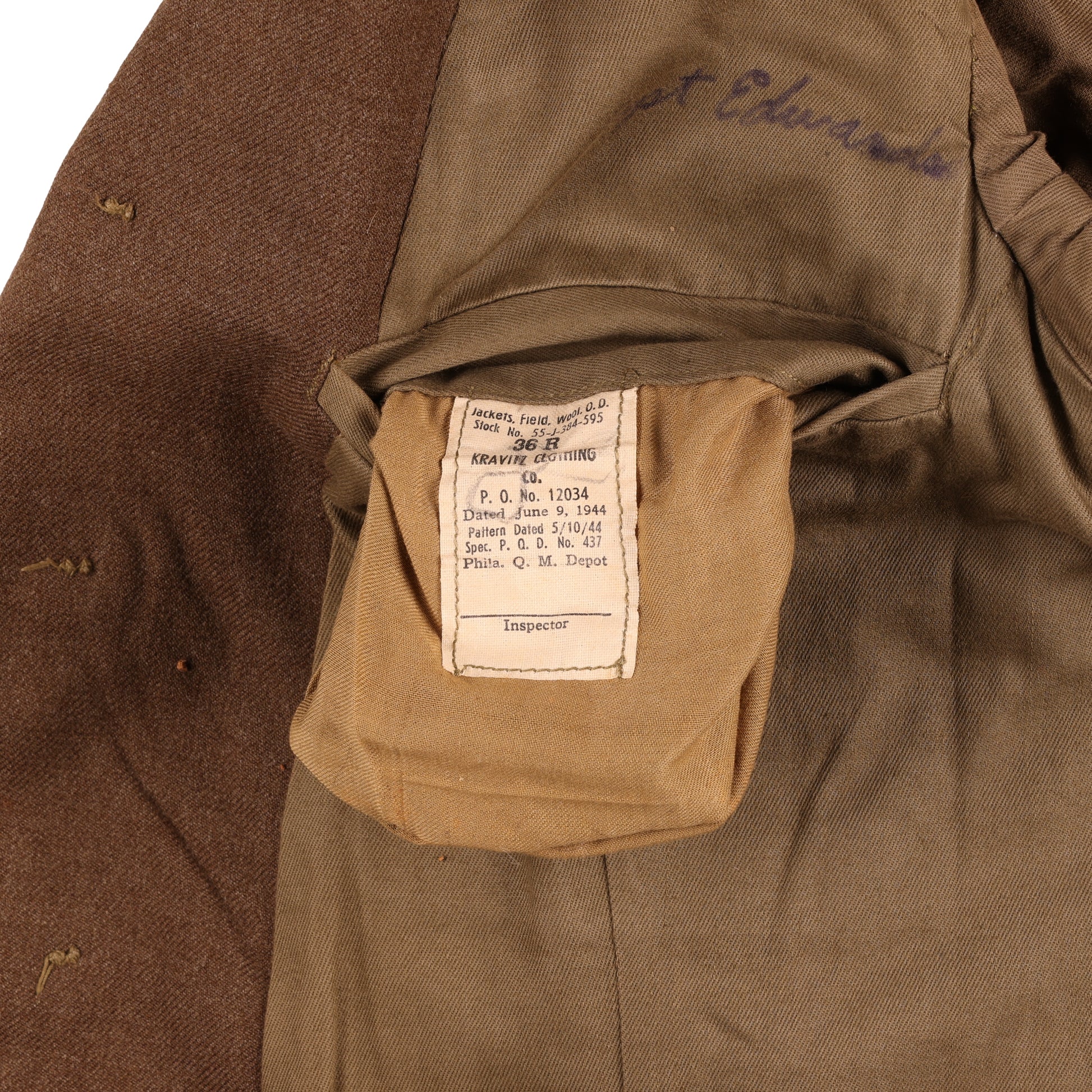 WWII U.S. Army Officer's Ike Jacket by Kravitz Clothing Co. Identified to Capt. Frank B. Edwards Size 36R (1944)