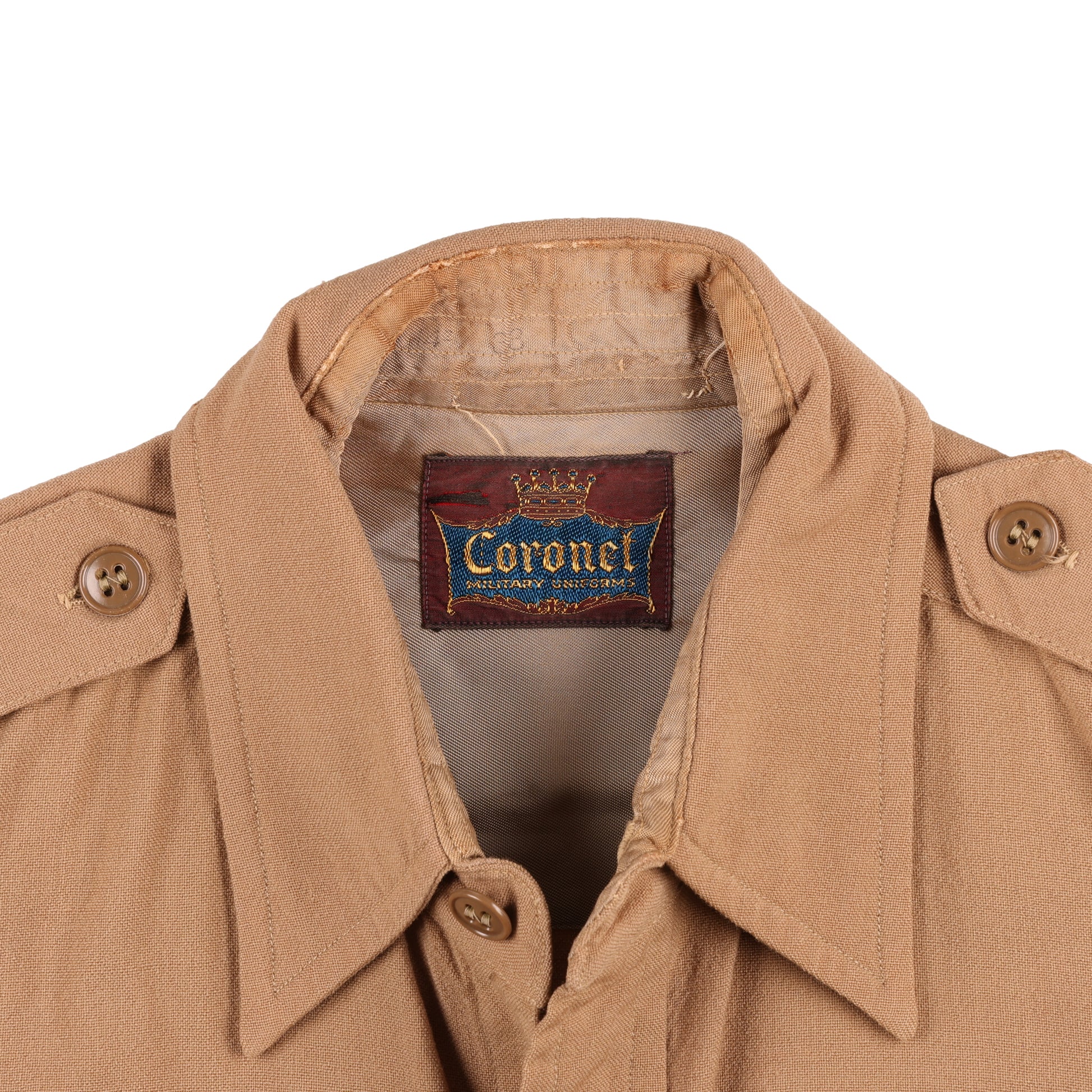 WWII U.S. Army Officer's Khaki Wool Service Shirt by Coronet Military Uniforms (Size 14 1/2 x 33)