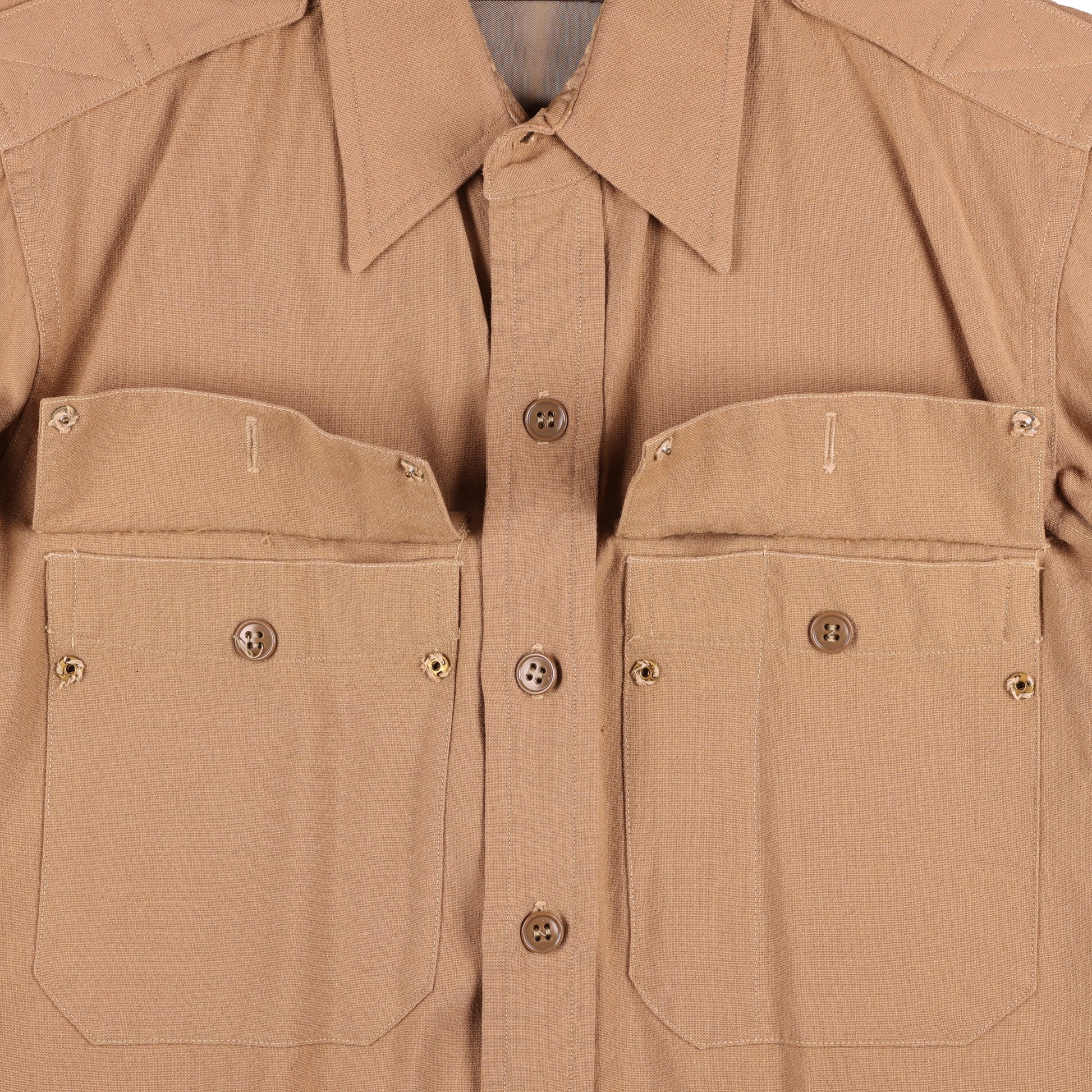 WWII U.S. Army Officer's Khaki Wool Service Shirt by Coronet Military Uniforms (Size 14 1/2 x 33)