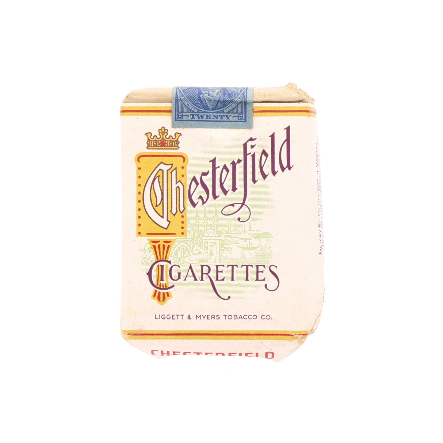 WWII U.S. Chesterfield Cigarette Pack by Liggett & Myers Tobacco Co. (1943)
