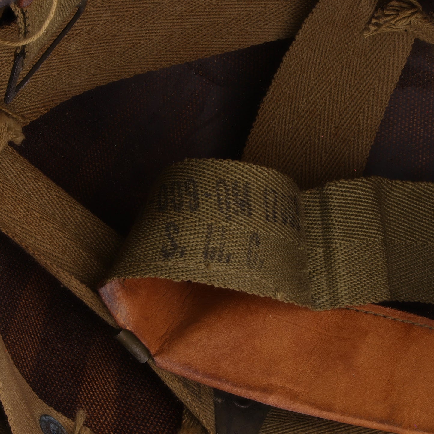 WWII U.S. Inland/Firestone M-1 Helmet Liner with Headband, Neckband & Leather Chinstrap (1943-44)