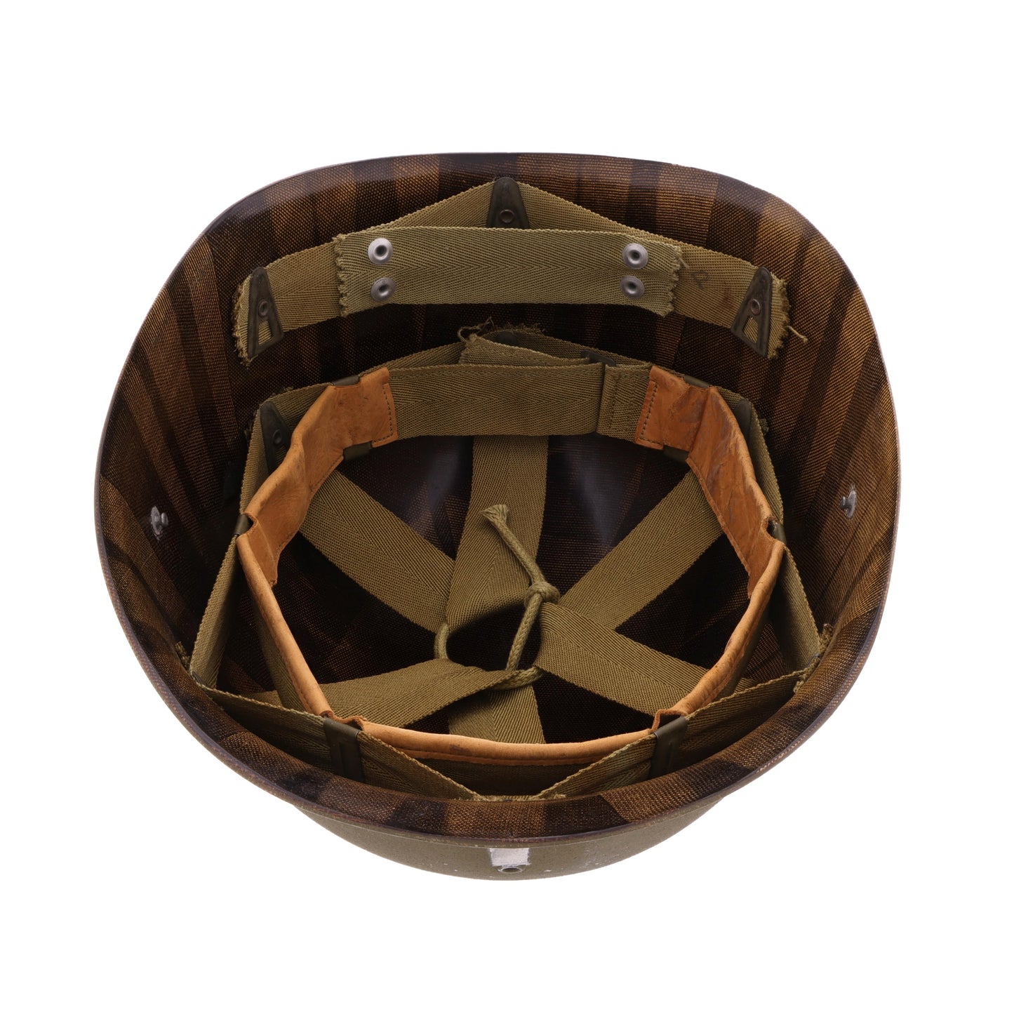 WWII U.S. Inland/Firestone M-1 Helmet Liner with Headband, Neckband & Painted First Lt.'s Rank (1943-44)