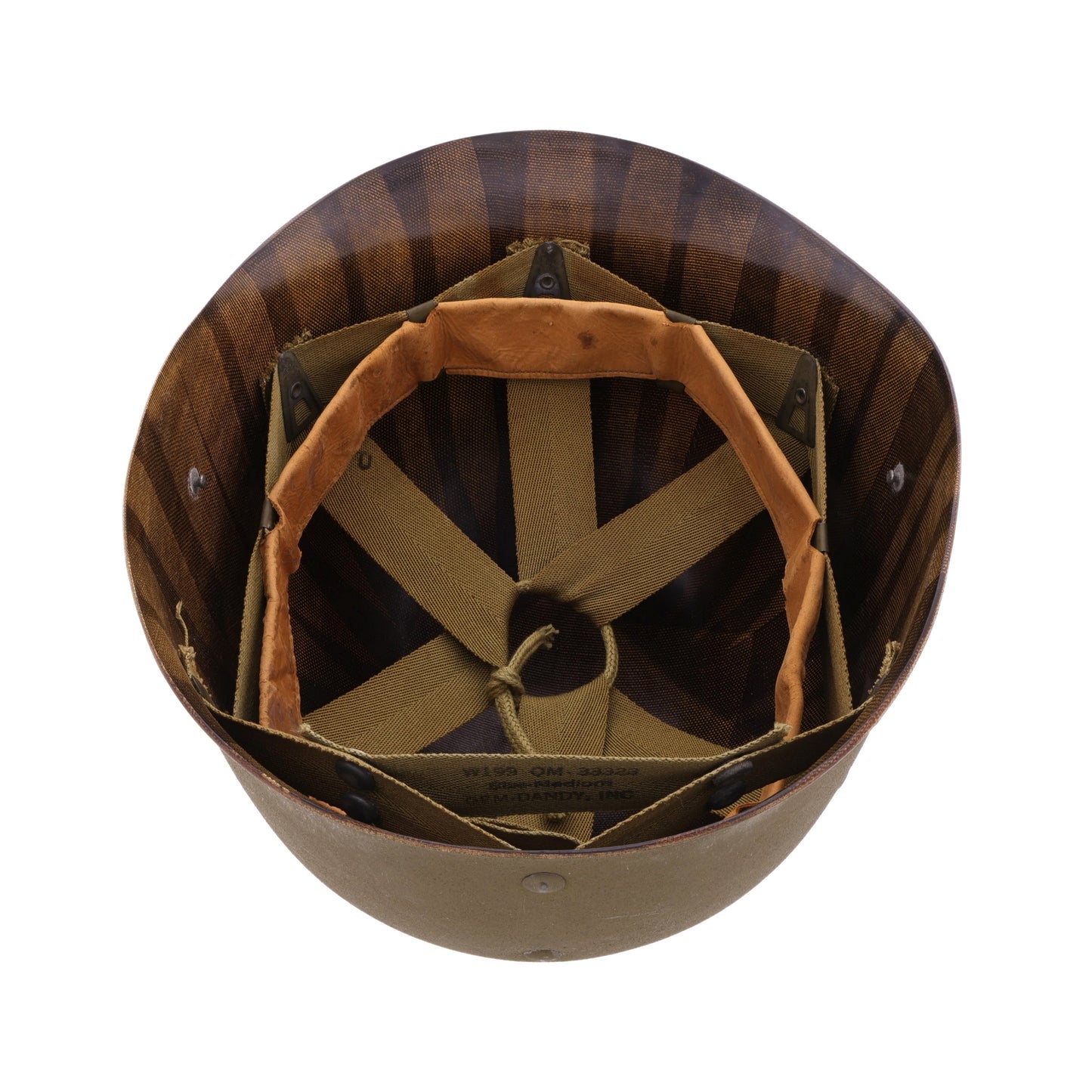 WWII U.S. Inland/Firestone M-1 Helmet Liner with Headband, Neckband & Painted First Lt.'s Rank (1943-44)