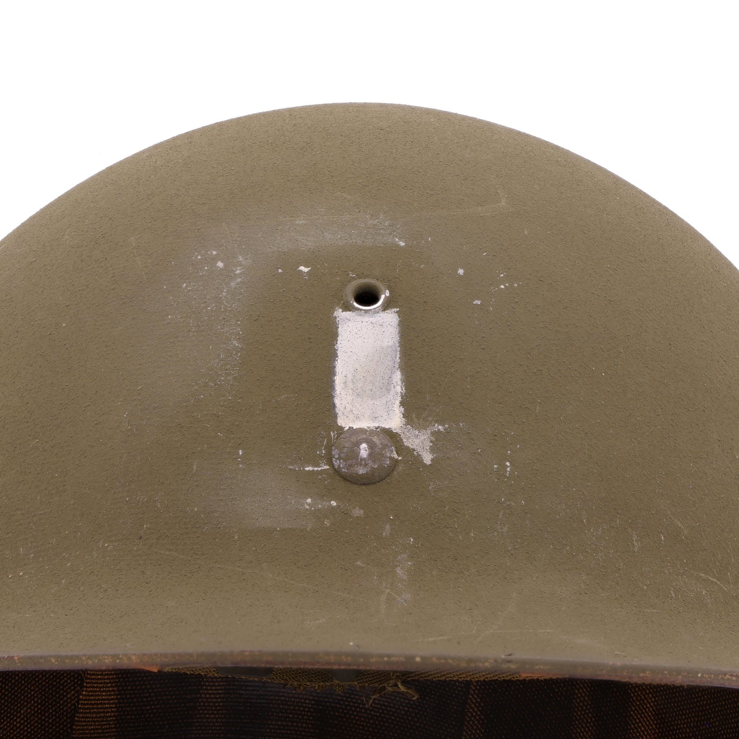 WWII U.S. Inland/Firestone M-1 Helmet Liner with Headband, Neckband & Painted First Lt.'s Rank (1943-44)