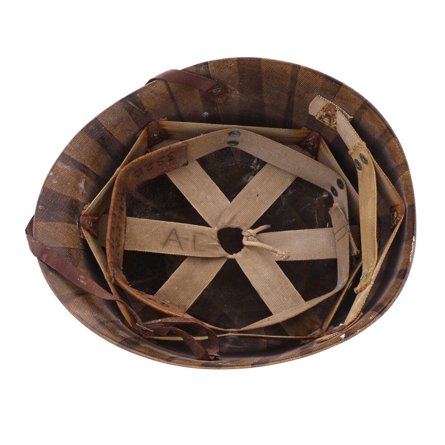 WWII U.S. Inland M-1 Helmet Liner with Rayon Suspension Identified to Abraham Cohen (1942)