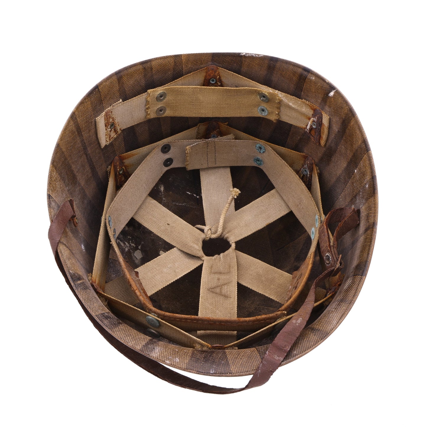 WWII U.S. Inland M-1 Helmet Liner with Rayon Suspension Identified to Abraham Cohen (1942)
